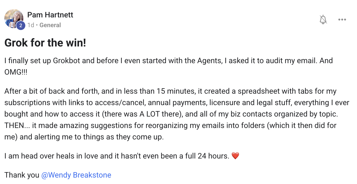 User testimonial screenshot